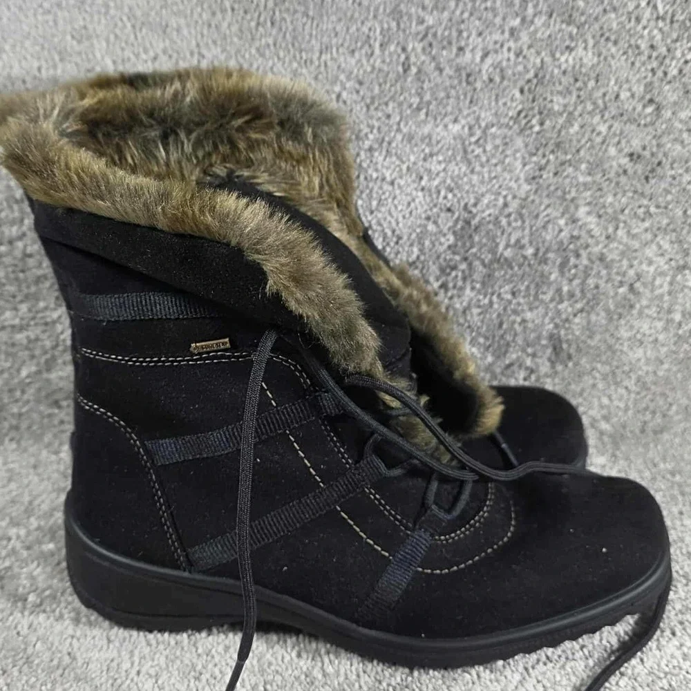Ara Gore-Tex Winter Boots Black Faux Fur Lined Waterproof Womens 5.5‎